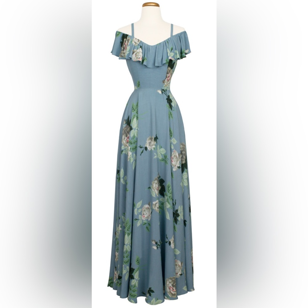 Trashy Diva French Blue Rose Hollywood Long Dress Size 8